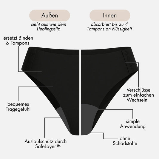 Ivy Doppel Package - 2 seamless Periodenslips mit Verschluss - Periodenunterwäsche, Menstruationsunterwäsche von my•mense