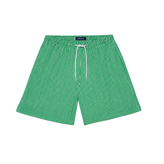 Grün-weiß gestreifte Badeshorts