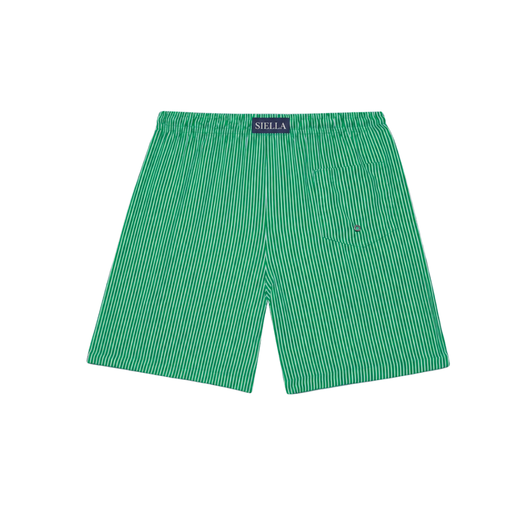 Grün-weiß gestreifte Badeshorts