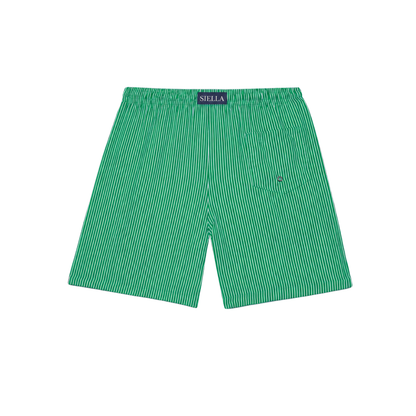 Grün-weiß gestreifte Badeshorts