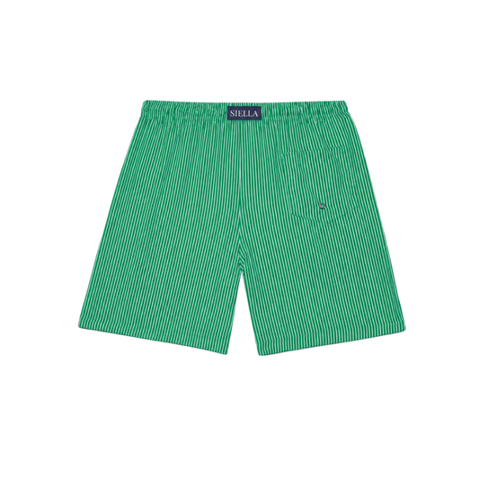 Grün-weiß gestreifte Badeshorts