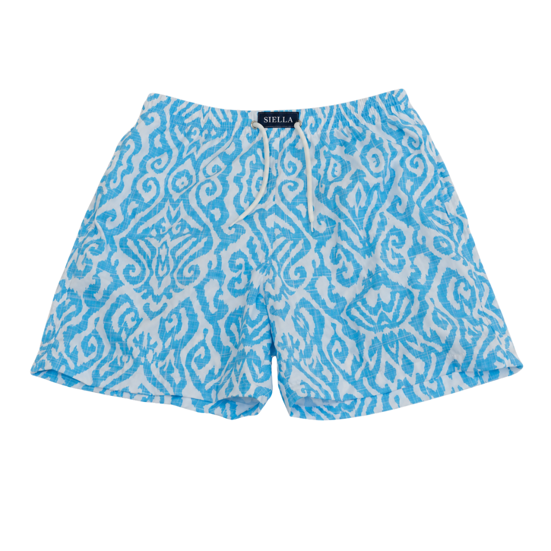 Blaue Mosaik-Badeshorts