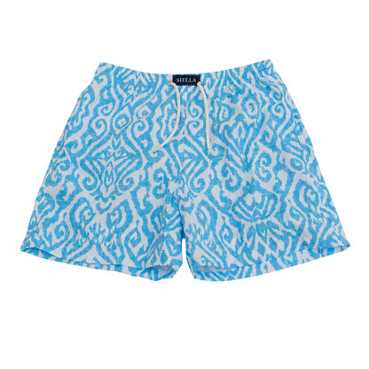 Blaue Mosaik-Badeshorts