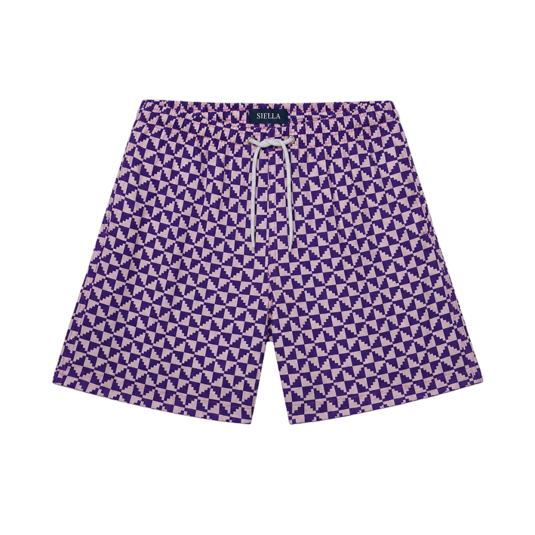 Lila Puzzle-Badeshorts