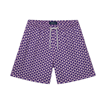 Lila Puzzle-Badeshorts