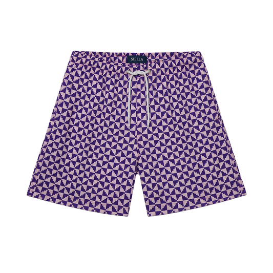 Lila Puzzle-Badeshorts