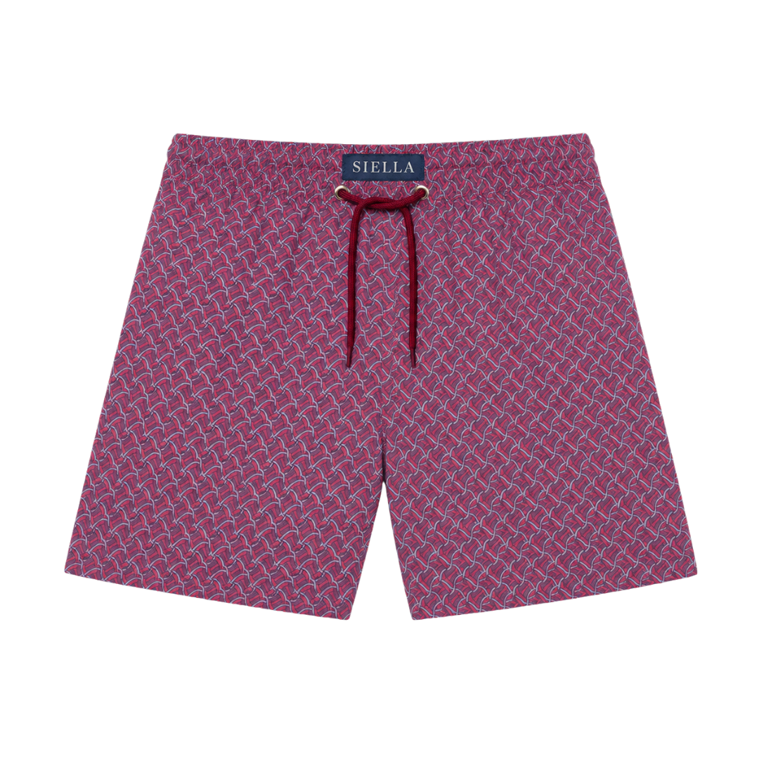 Rote Mosaik-Badeshorts