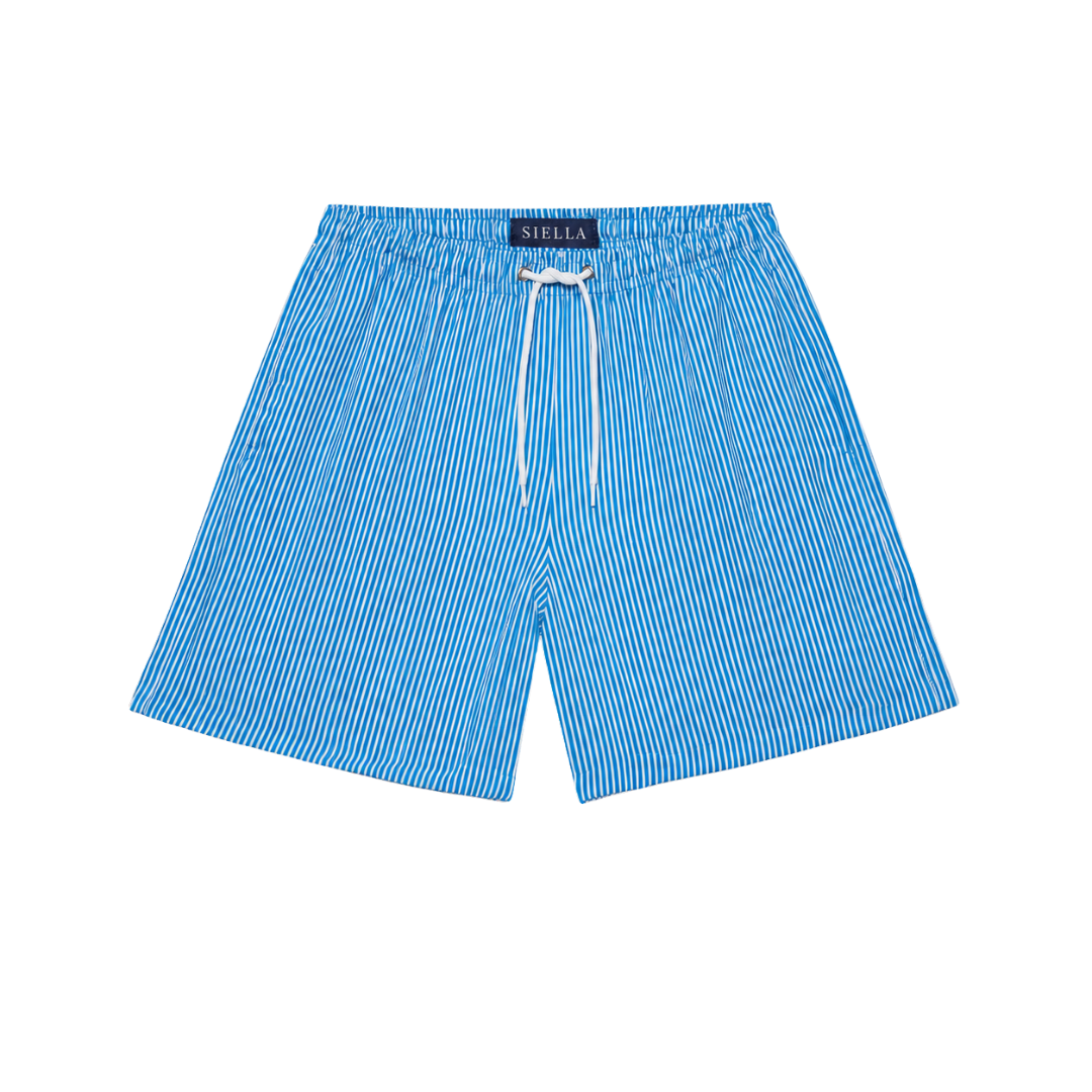 Blau-weiß gestreifte Badeshorts