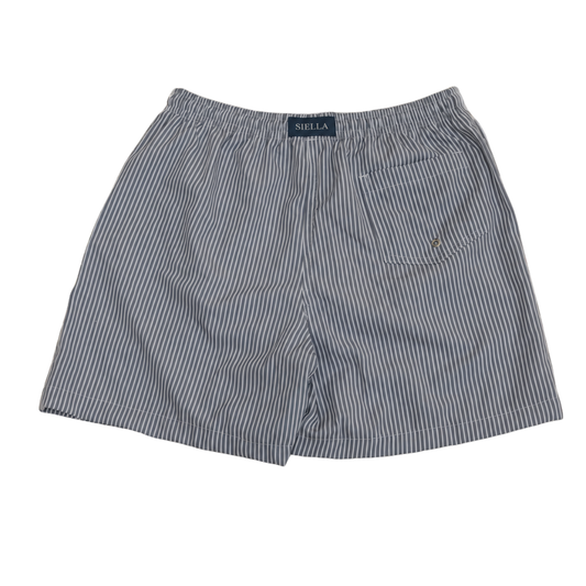 Grau-weiß gestreifte Badeshorts