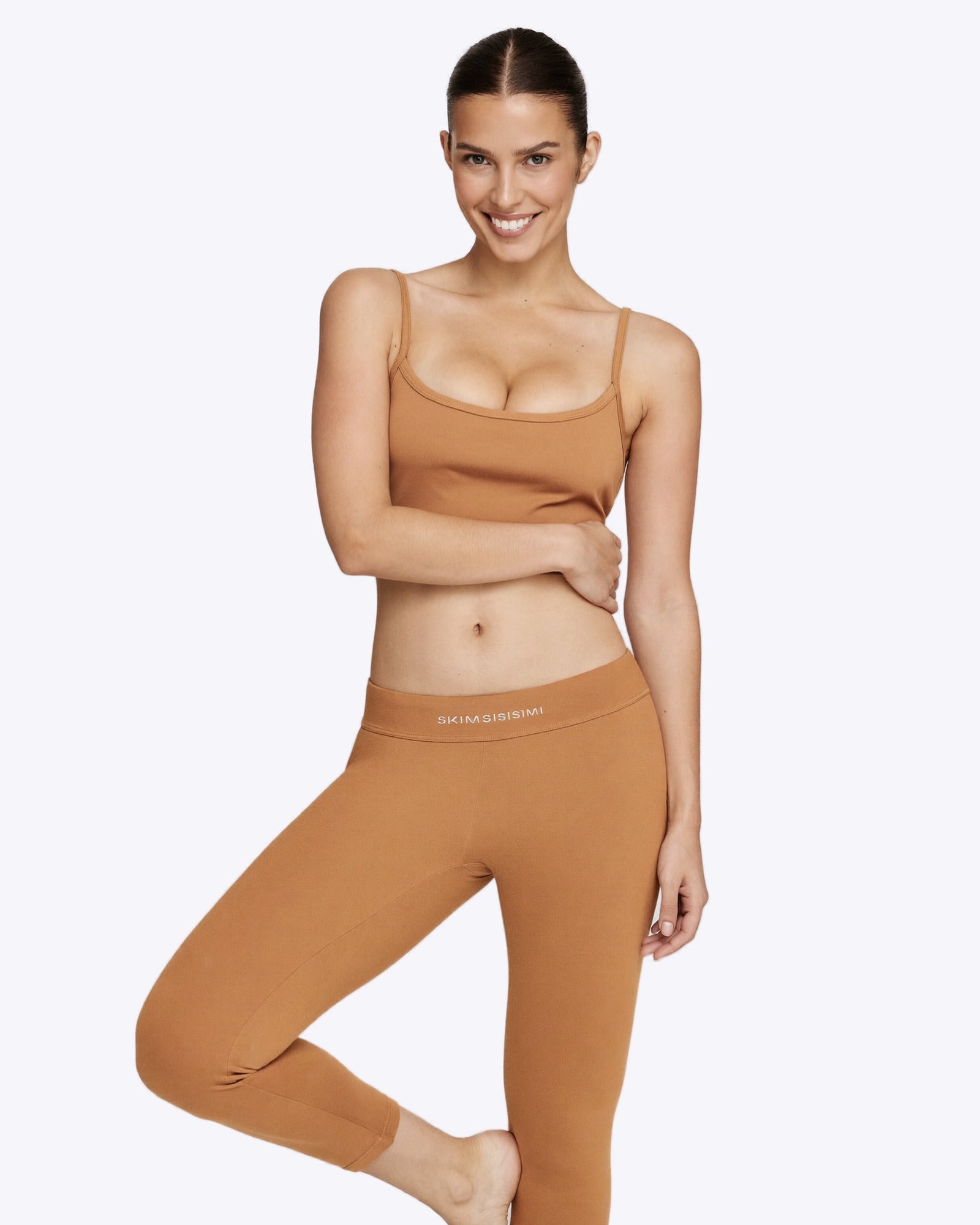 Siella Basic Leggings – Baumwolle in Karamell