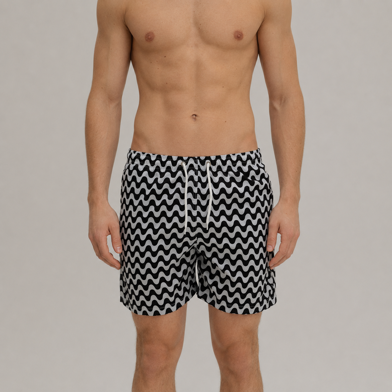 Badeshorts in Schwarz-Weiß