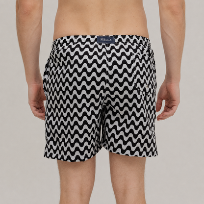 Badeshorts in Schwarz-Weiß