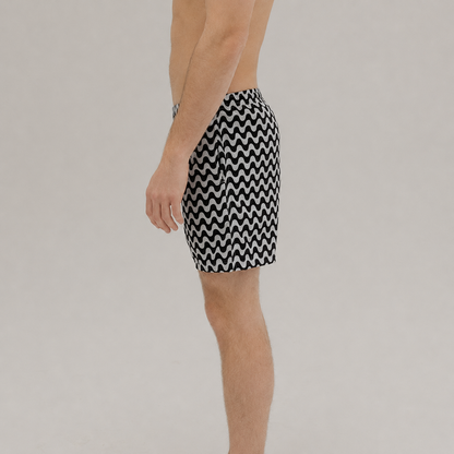 Badeshorts in Schwarz-Weiß