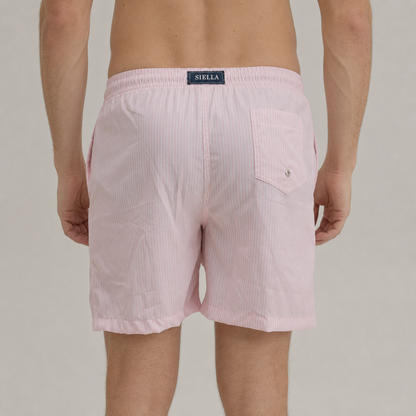 Rosa-weiß gestreifte Badeshort