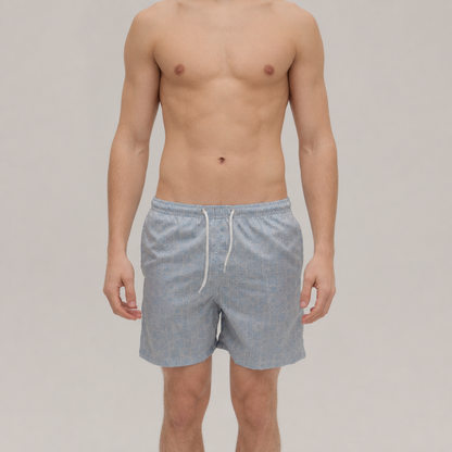 Blaue Fliesenmuster-Badeshorts