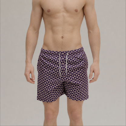 Lila Puzzle-Badeshorts