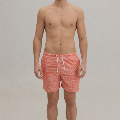 Orange Mosaik-Badeshorts