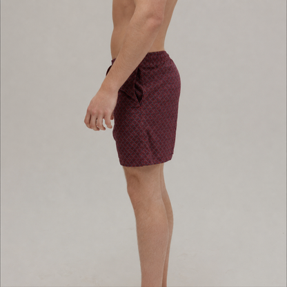 Rote Mosaik-Badeshorts
