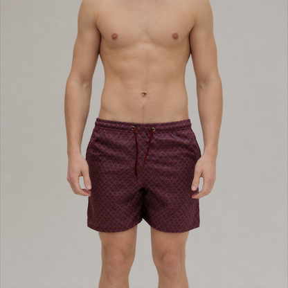 Rote Mosaik-Badeshorts