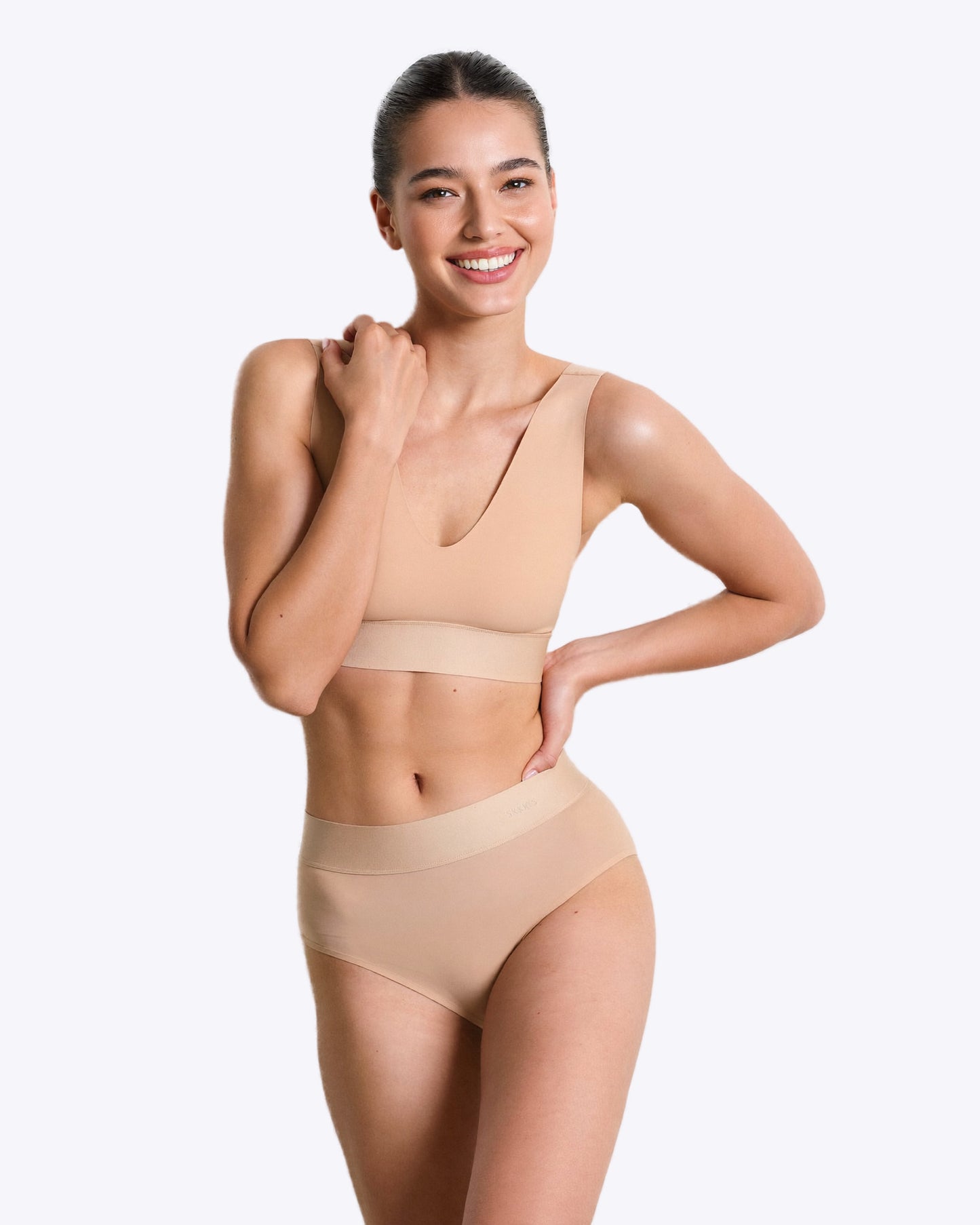 Siella Aura Bralette – Nahtlos & Bügellos in Sand Beige