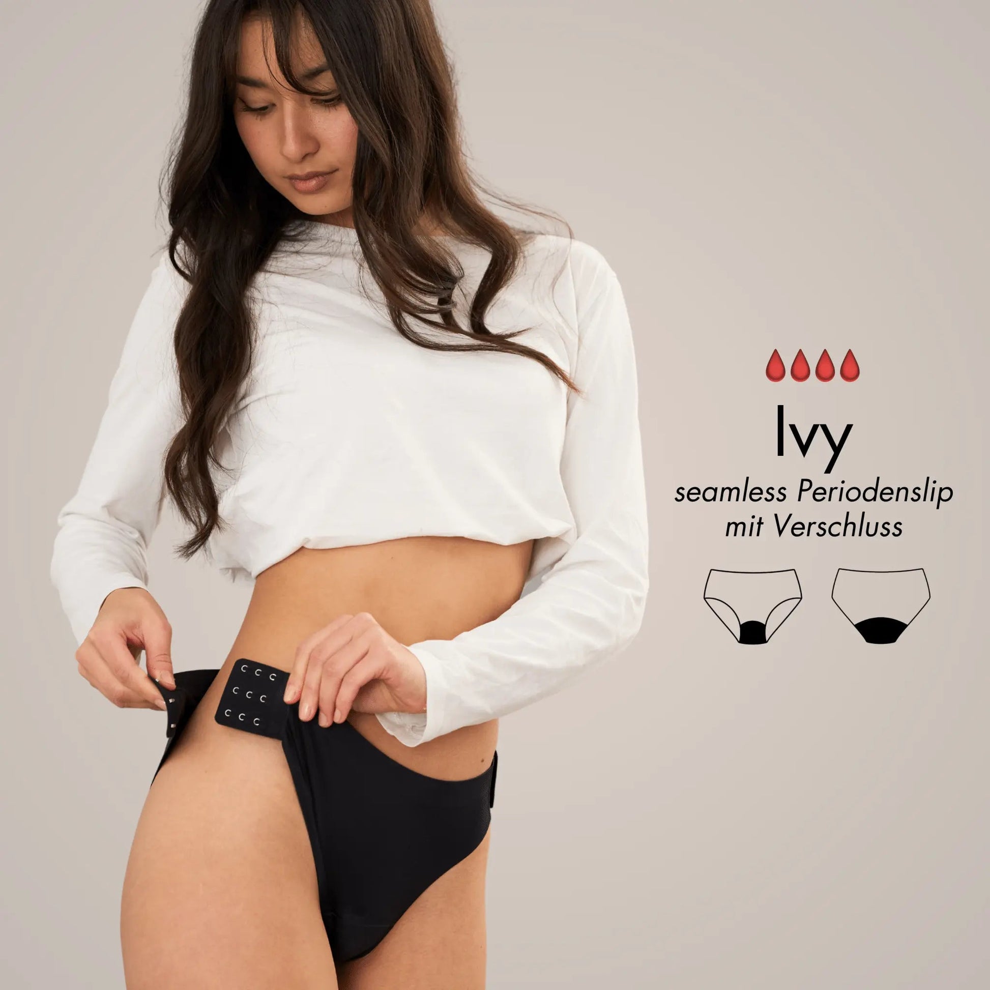 Ivy Doppel Package - 2 seamless Periodenslips mit Verschluss - Periodenunterwäsche, Menstruationsunterwäsche von my•mense